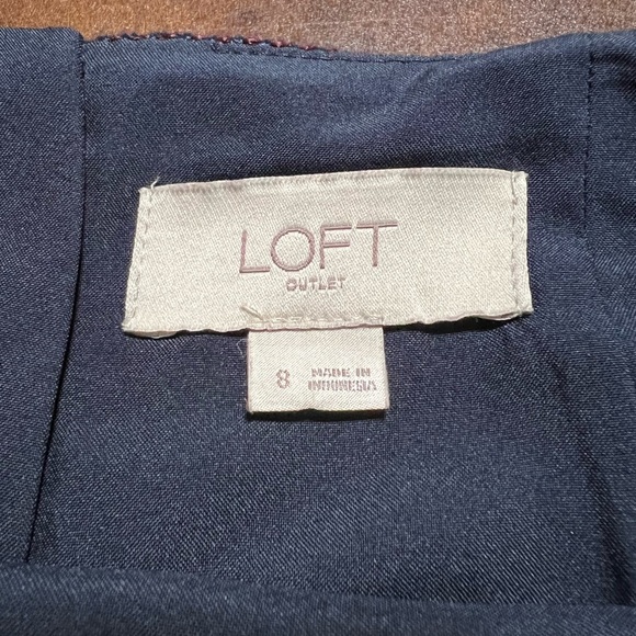 LOFT Outlet Striped Fringed Knit Skirt Size 8 Western Office Classic - Picture 4 of 5